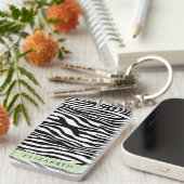 Zebraprint, strepen, zwart-wit, Jouw naam Sleutelhanger (Voorkant Rechts)