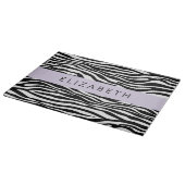 Zebraprint, strepen, zwart-wit, Jouw naam Snijplank (Hoek)