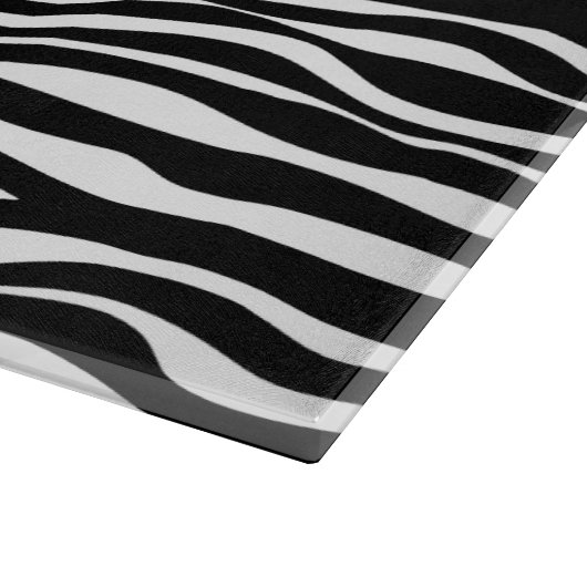 Zebraprint, strepen, zwart-wit, Jouw naam Snijplank (Hoek)