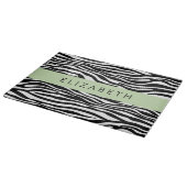 Zebraprint, strepen, zwart-wit, Jouw naam Snijplank (Hoek)