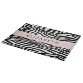Zebraprint, strepen, zwart-wit, Jouw naam Snijplank (Hoek)
