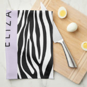 Zebraprint, strepen, zwart-wit, Jouw naam Theedoek (Quarter Fold)