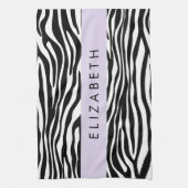 Zebraprint, strepen, zwart-wit, Jouw naam Theedoek (Verticaal)