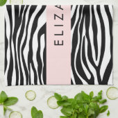 Zebraprint, strepen, zwart-wit, Jouw naam Theedoek (Gevouwen)