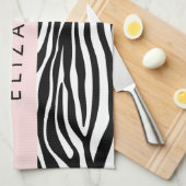 Zebraprint, strepen, zwart-wit, Jouw naam Theedoek (Quarter Fold)