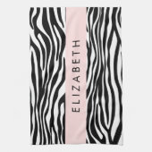 Zebraprint, strepen, zwart-wit, Jouw naam Theedoek (Verticaal)