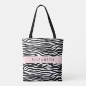 Zebraprint, strepen, zwart-wit, Jouw naam Tote Bag (Achterkant)