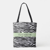 Zebraprint, strepen, zwart-wit, Jouw naam Tote Bag (Achterkant)
