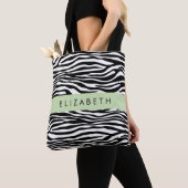 Zebraprint, strepen, zwart-wit, Jouw naam Tote Bag (Dichtbij)