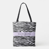 Zebraprint, strepen, zwart-wit, Jouw naam Tote Bag (Achterkant)