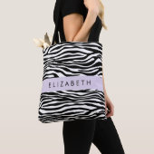 Zebraprint, strepen, zwart-wit, Jouw naam Tote Bag (Dichtbij)