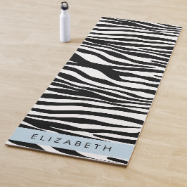 Zebraprint, strepen, zwart-wit, Jouw naam Yogamat