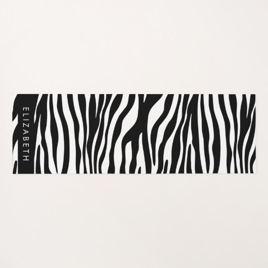 Zebraprint, strepen, zwart-wit, Jouw naam Yogamat (Achterkant (horizontaal))