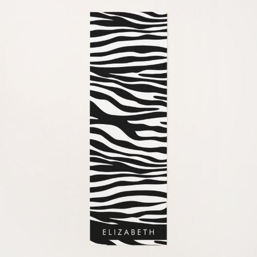 Zebraprint, strepen, zwart-wit, Jouw naam Yogamat (Achterkant)