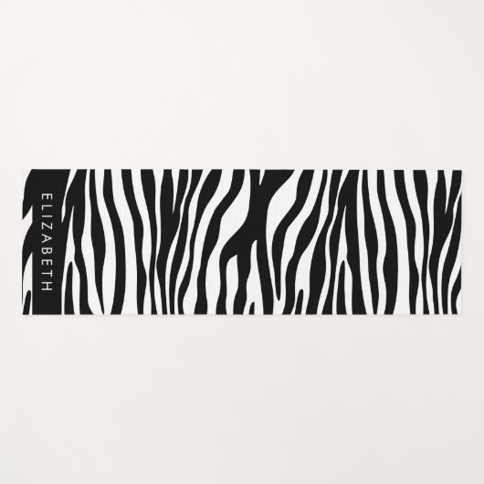 Zebraprint, strepen, zwart-wit, Jouw naam Yogamat (Voorkant (horizontaal))