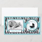 Zebraprint Turquoise Accent Geboorteaankondiging Aankondiging (Voorkant / Achterkant)