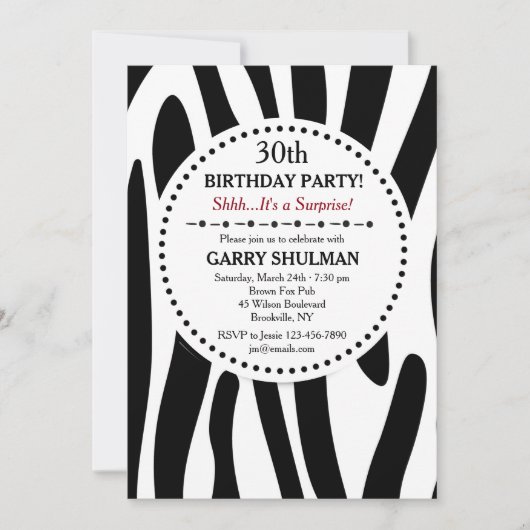 Zebraprint Uitnodiging (Voorkant)