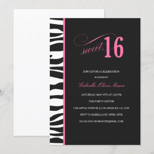 Zebraprint Uitnodiging voor Sweet 16 Feestje
