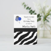 Zebraprint verjaardagsuitnodiging kaart (Staand voorkant)