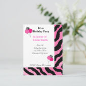 Zebraprint verjaardagsuitnodiging kaart (Staand voorkant)