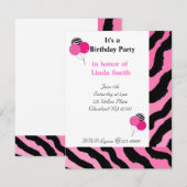 Zebraprint verjaardagsuitnodiging kaart (Voorkant / Achterkant)