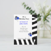Zebraprint verjaardagsuitnodiging kaart (Staand voorkant)