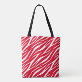 Zebraprint Wit en Rood Mooie Moderne Kerstpatroon Tote Bag (Achterkant)