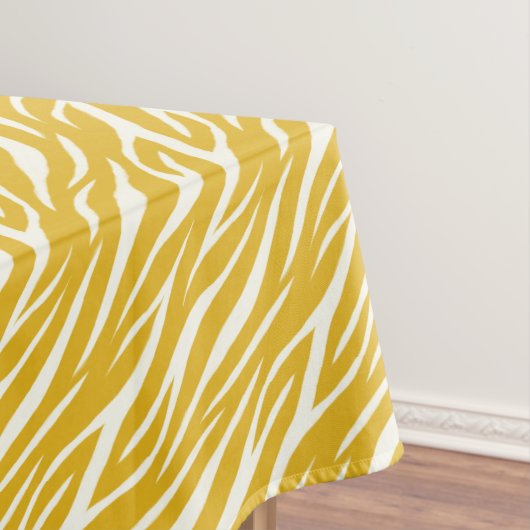 Zebraprint Wit Gele Oker Cute Modern Patroon Tafelkleed (Voorbeeld)