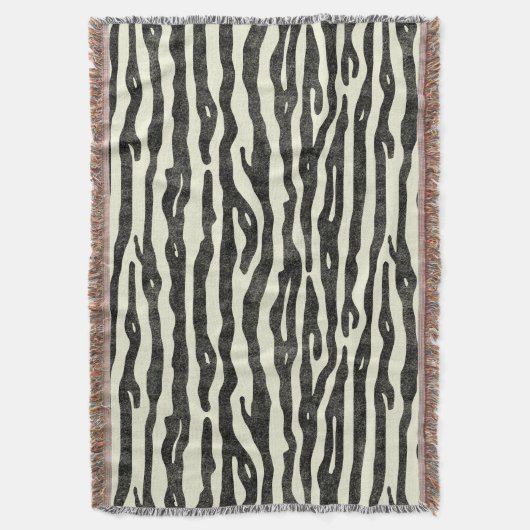 Zebraprint Zwart Beige Distress  Dier Deken (Voorkant Verticaal)
