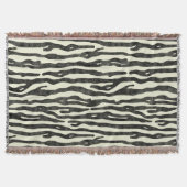Zebraprint Zwart Beige Distress  Dier Deken (Voorkant)