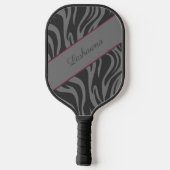 Zebraprint Zwart, Grijs, Heet Roze Persoonlijk Pickleball Paddle (Achterkant)