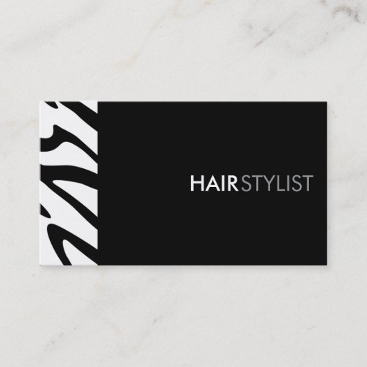 Zebraprint zwart modern styliste visitekaartje (Voorkant)