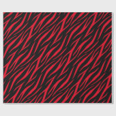 Zebraprint zwart rood leuk modern kerstpatroon cadeaupapier (Vlak)