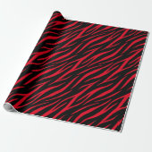 Zebraprint zwart rood leuk modern kerstpatroon cadeaupapier (Uitgerold)