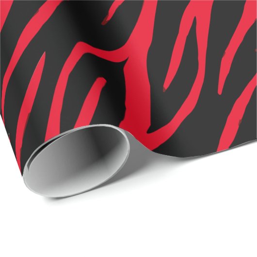 Zebraprint zwart rood leuk modern kerstpatroon cadeaupapier (Rol Hoek)