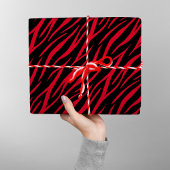 Zebraprint zwart rood leuk modern kerstpatroon cadeaupapier