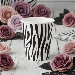 Zebraprint zwart-wit feestje papieren bekers