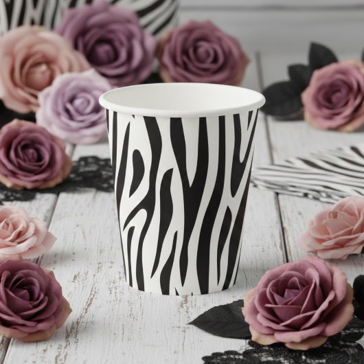 Zebraprint zwart-wit feestje papieren bekers