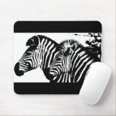 Zebras Animals Black White Pop Art Trendy Sjabloon Muismat (Met muis)