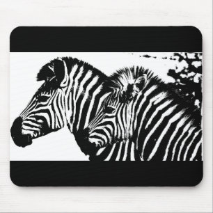 Zebras Animals Black White Pop Art Trendy Sjabloon Muismat