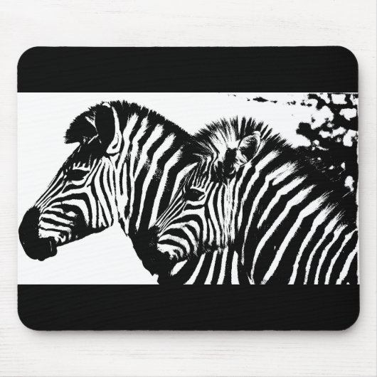 Zebras Animals Black White Pop Art Trendy Sjabloon Muismat (Voorkant)