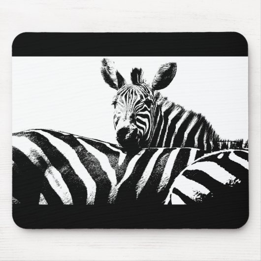 Zebras Black and White Pop Art Sjabloon aanpassen Muismat (Voorkant)