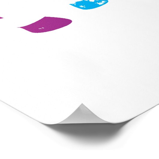 Zebras - blauw en Paars Poster (Hoek)