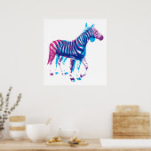 Zebras - blauw en Paars Poster (Keuken)