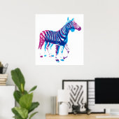 Zebras - blauw en Paars Poster (Thuiskantoor)