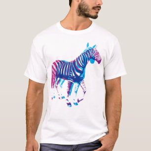 Zebras - blauw en Paars T-shirt