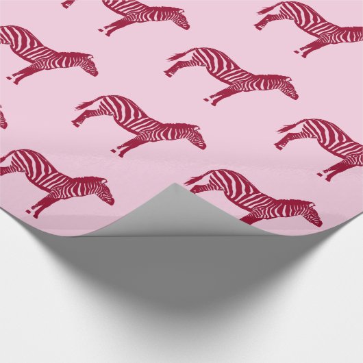 Zebras - Bourgogne en roze Cadeaupapier (Hoek)