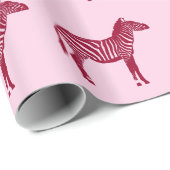 Zebras - Bourgogne en roze Cadeaupapier (Rol Hoek)
