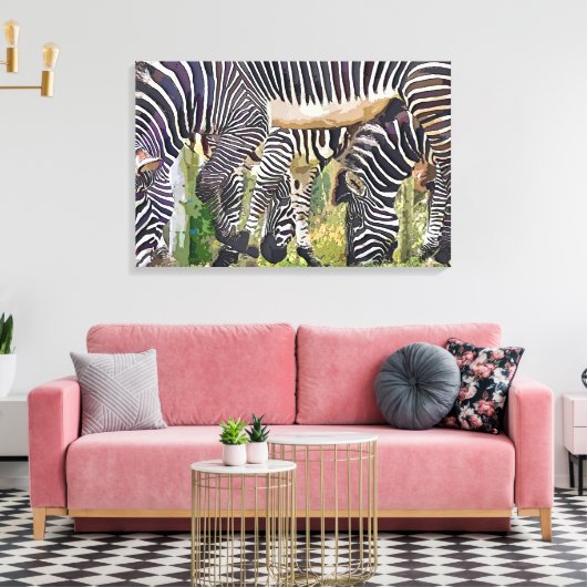 ZEBRAS CANVAS AFDRUK (Insitu (Woonkamer))