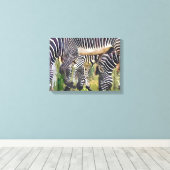 ZEBRA'S CANVAS AFDRUK (Insitu (Houten vloer))
